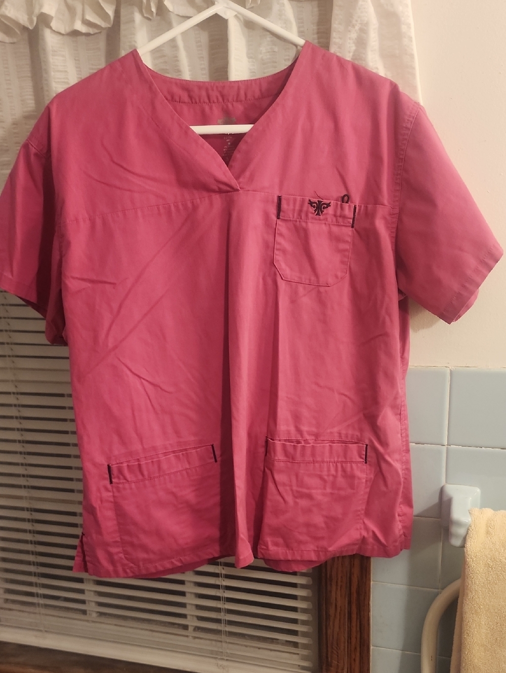 Med Couture Rose Pink V-Neck Scrub Top